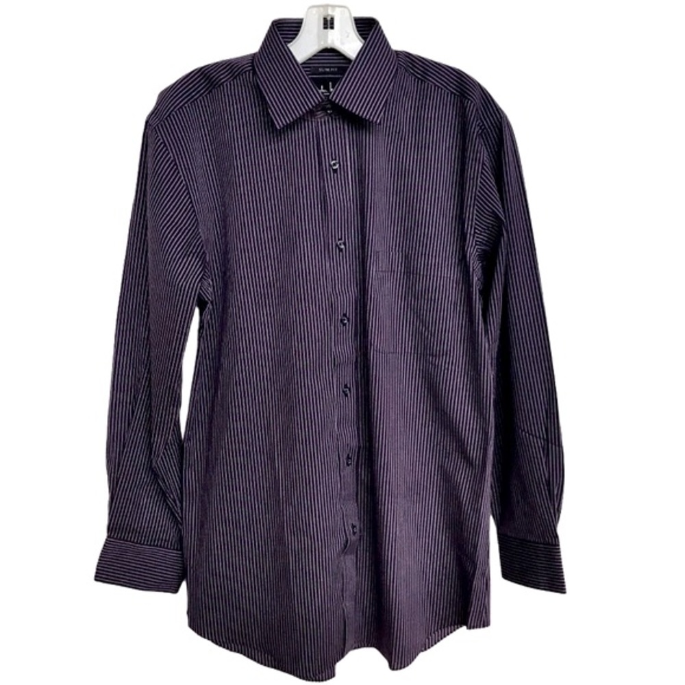 Nicole Miller NY Purple Pinstripe Men’s Shirt Size 15.5 NWOT
